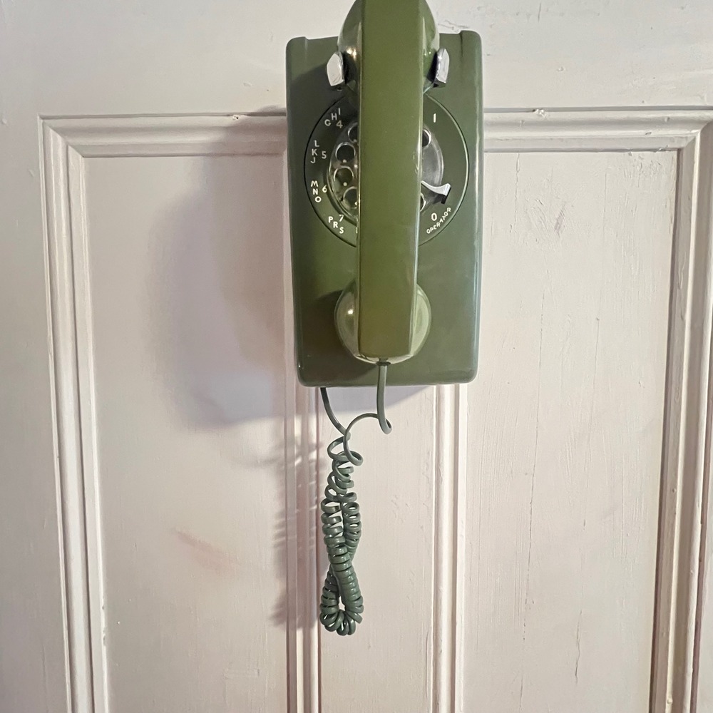 Vintage Bell System Western Electric Rotary Wall Phone Avocado Green 554 BMP